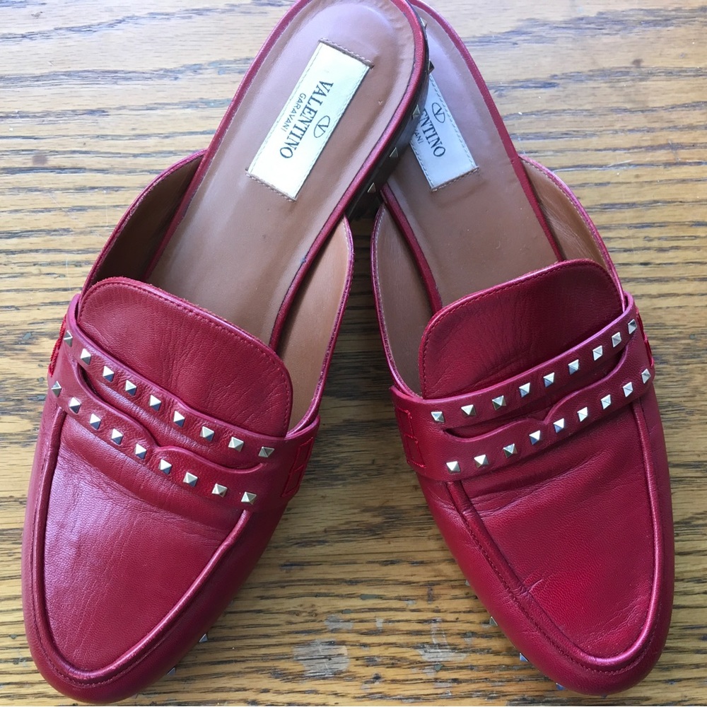 Sale!! Valentino Red Rockstud Mules size 39 (8.5)